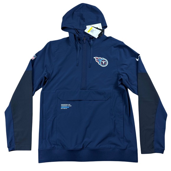 Nike Tennessee Titans NFL On Field Half Zip Hoodie Navy Blue Windbreaker Mens S